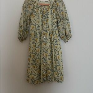Floral Kids Dress in Yellow and Green